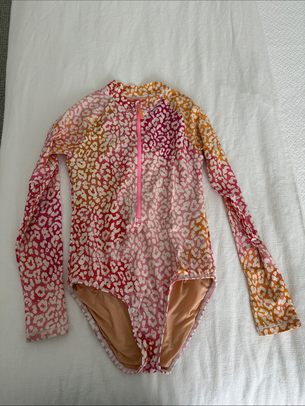 Crewcuts Pink & Orange Long-Sleeve Rashguard One-Piece